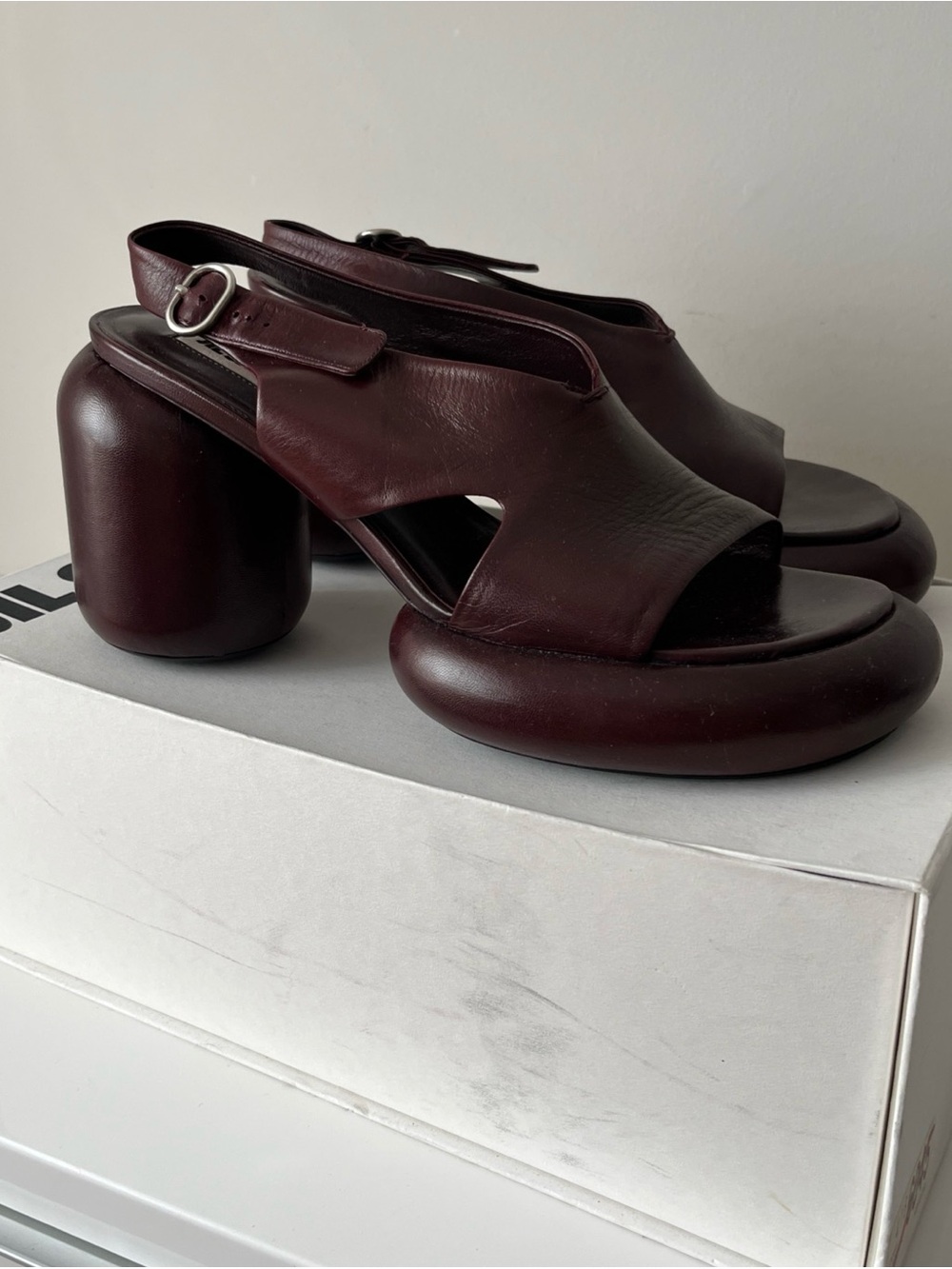 Jil Sander Burgundy Leather Platform Slingback Sandals – EU 40 – Made in Italy